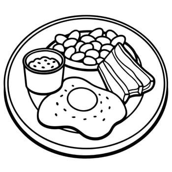 Full English Breakfast with Fried Eggs. Bacon. Beans and Toast. vector