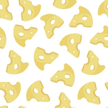 seamless pattern with pieces of cheese. Background with dairy products for packaging, paper and wallpaper. vector
