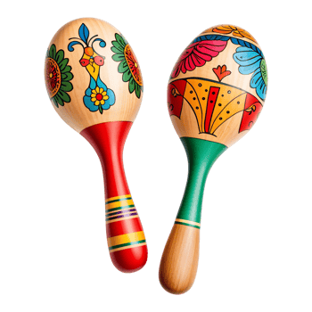 Wooden Maracas with Colorful Designs Isolated on Transparent Background png