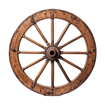 Antique Wooden Wheel Isolated on Transparent Background png