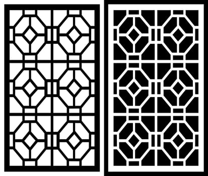 two black and white geometric designs are shown on a white background vector
