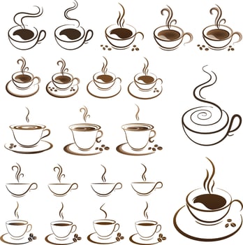 clipart set hot coffee cup vector