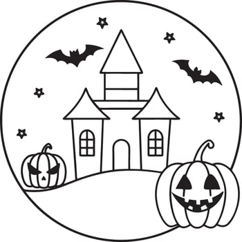 Silhouette illustration of a scary halloween in line art style for halloween day. vector