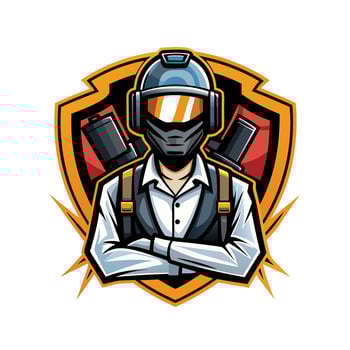 a man in a helmet with a helmet on his head vector