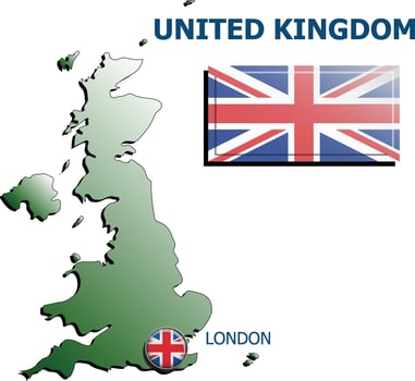 collage map flag badge uk vector