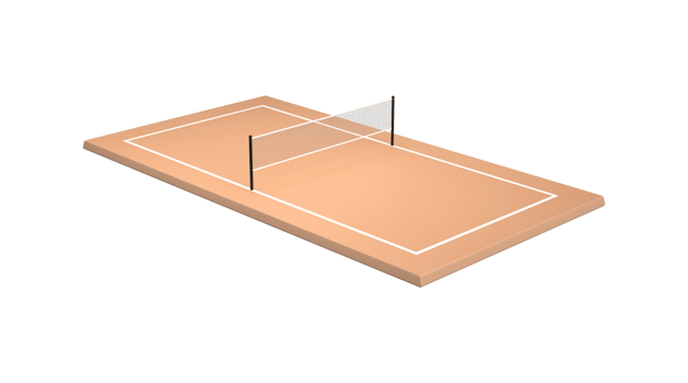 3d Beach Tennis Court With Sand, Net, And Poles 3D Illustration png