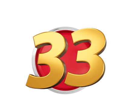 Gold Number 33 Gold Number Thirty Three On Rounded Red Icon 3d illustration png
