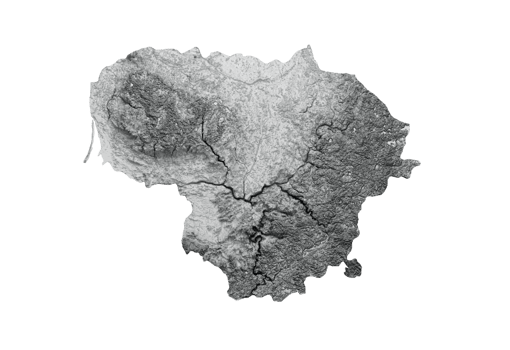 Lithuania Map Flag Shaded relief Color Height map 3d illustration png