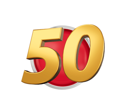 Gold Number 50 Gold Number Fifty On Rounded Red Icon, 3d illustration png