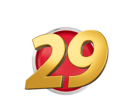 Gold Number 29 Gold Number Twenty Nine On Rounded Red Icon, 3d illustration png