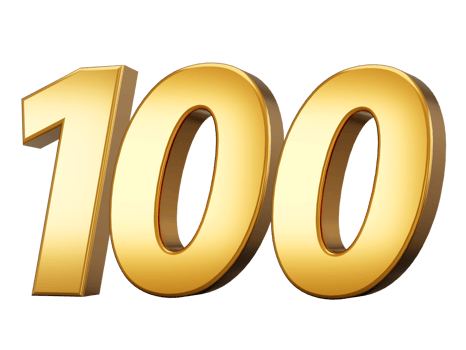 3d Shiny Gold Number 100, Hundred 3d Gold Number, 3d illustration png