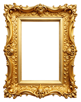 Golden Photo Frame Isolated on White Transparent Background png