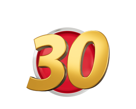Gold Number 30 Gold Number Thirty On Rounded Red Icon, 3d illustration png