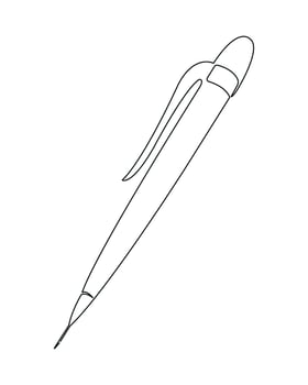 Continuous one line of pen in silhouette on white background. Linear stylized. Hand drawn linear silhouette icon. Minimal outline design element for print, banner, card, brochure, logo vector