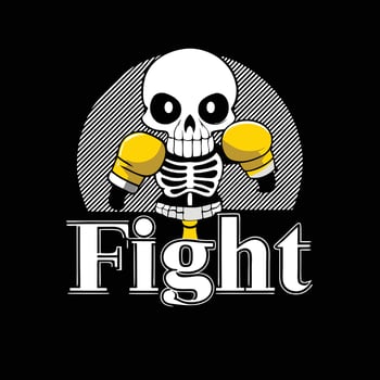 fight skeleton tshirt design vector