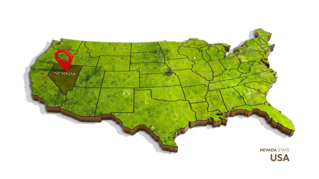 3D rendering of united states map highlighting NEVADA state isolated on transparent background png