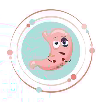 Isolated cartoon character stomach after surgery or illness vector
