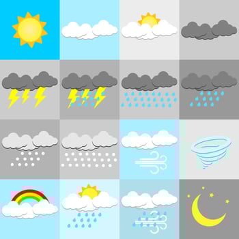 collection of 16 icon types of weather vector
