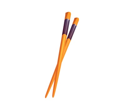 Cartoon pair of wooden chopstick tapered with tips vector