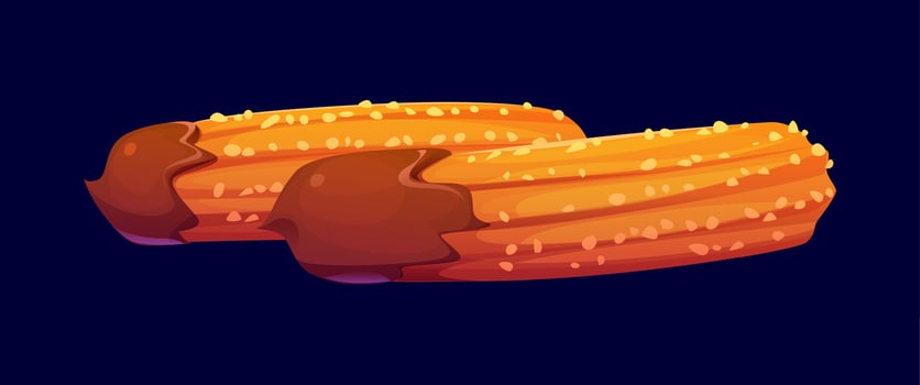 Cartoon churros confectionery and sweet pastry vector