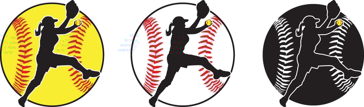 Softball Girl, Softball Silhouette, Girl Baseball Player, Baseball Clip Art vector