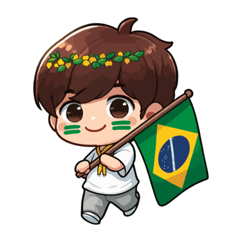 Brazil flag cartoon boy holding brazil flag png