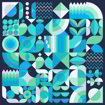 Geometric Abstract Background Design With Icy Summer Color Palette. Suitable for template, banner, covers, wallpaper and wall decoration, web design, cards, poster, etc. vector
