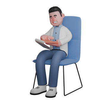 3D Illustration of a Healthcare Professional. Doctor Reading a Book with a Smile on a Chair . Male Doctor png
