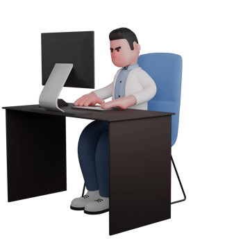 Professional Male in Medicine. Doctor Working at Computer. 3D Doctor Cartoon png