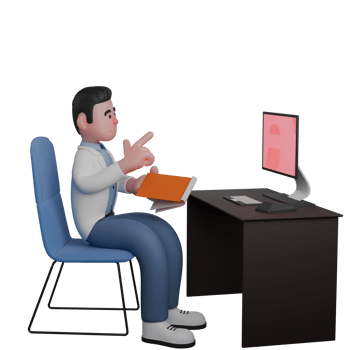 3D Model of Male Doctor. Doctor Taking Notes at Computer. Professional Healthcare png