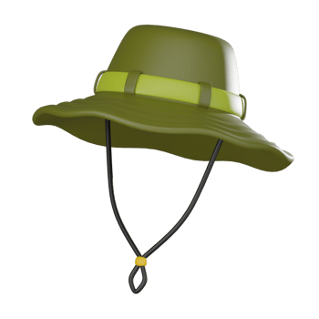 Camping Bucket Hat 3D Render, Essential Outdoor Headwear png