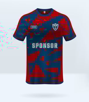 Sports uniform jersey design with red and blue abstract pattern background vector