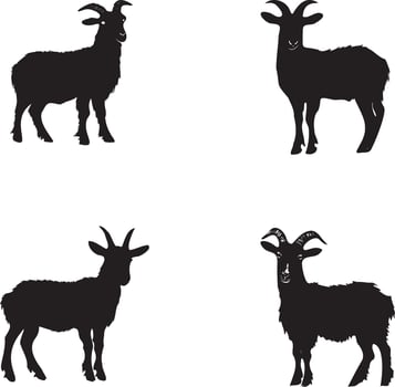 Goat black silhouette set vector