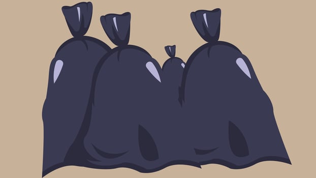 Three bags of garbage on a brown background vector