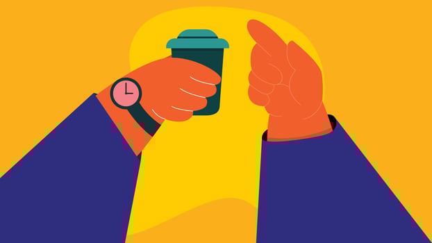 illustration of a hand holding a cup of coffee vector