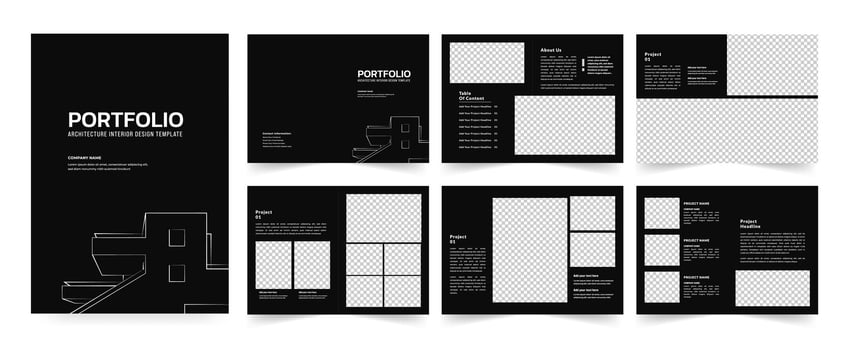 Architecture Portfolio or Portfolio Template Design, a4 size print ready brochure for architectural design. vector