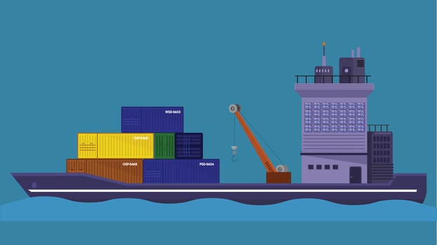 Logistics and cargo ship flat design illustration vector