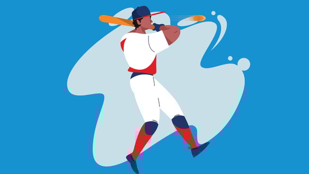 baseball player with bat and ball on blue background vector