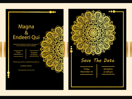 Save The Date invitation card design in floral mandala background Template vector
