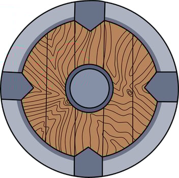 Cartoon Drawing of a Wooden Round Shield vector
