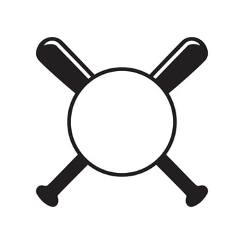 Baseball clipart, sports equipment silhouette, Cross baseball bat Illustration vector