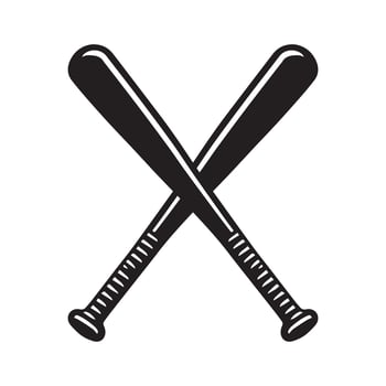 Baseball clipart, sports equipment silhouette, Cross baseball bat Illustration vector