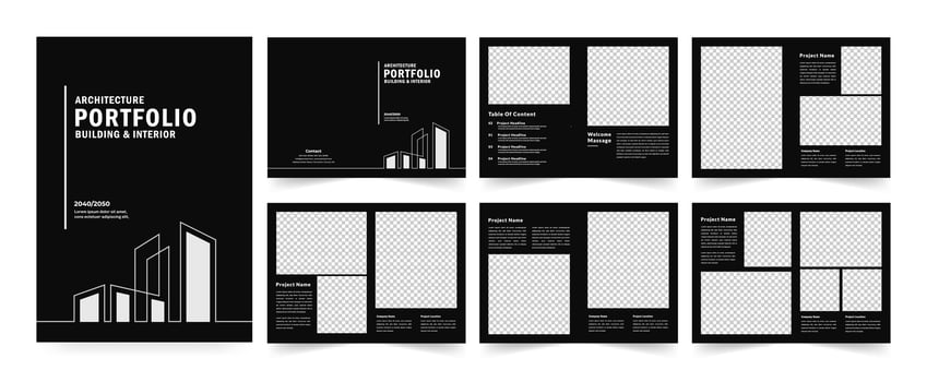 Architecture portfolio or portfolio layout template design, Black Portfolio Layout vector