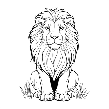 Coloring page for adult and kids lion line art mandala design vector