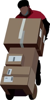 goods carrier person transports packages vector
