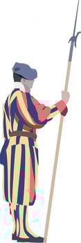 Swiss guard on guard duty at the Vatican-Swiss guard on guard duty at the Vatican- vector