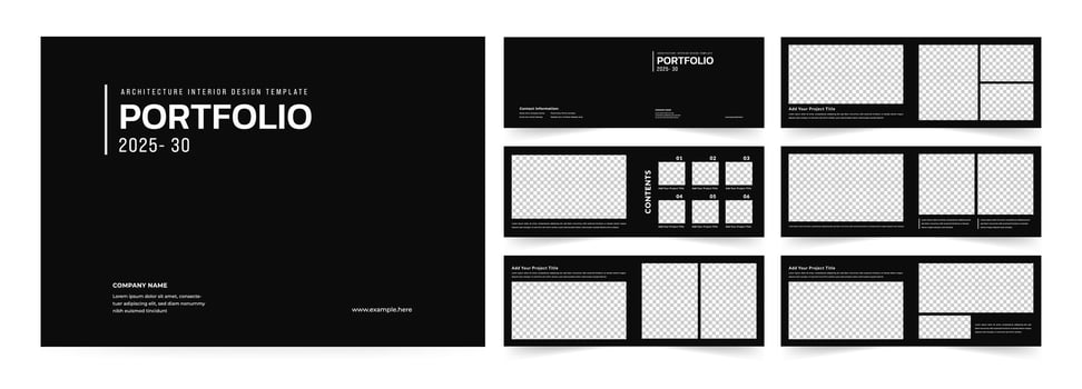 Landscape Portfolio Brochure Layout, A4 size brochure design for interior. vector