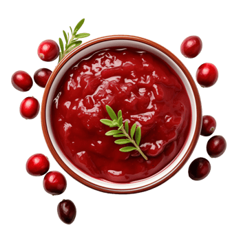 Top View of Cranberry Sauce in a Bowl with Fresh Cranberries png