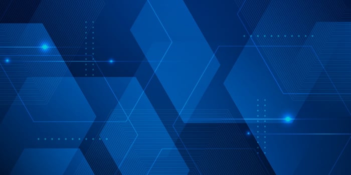 Dark blue dynamic gradient abstract 3D background with shadow and light. Hexagonal pattern overlay shapes. Cool design. vector
