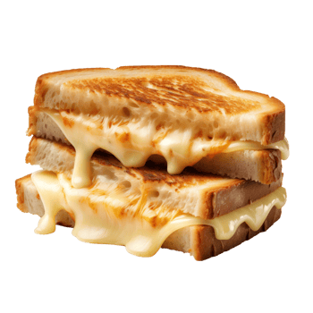 Grilled cheese sandwich with melted cheese, perfect for lunch or snack. png